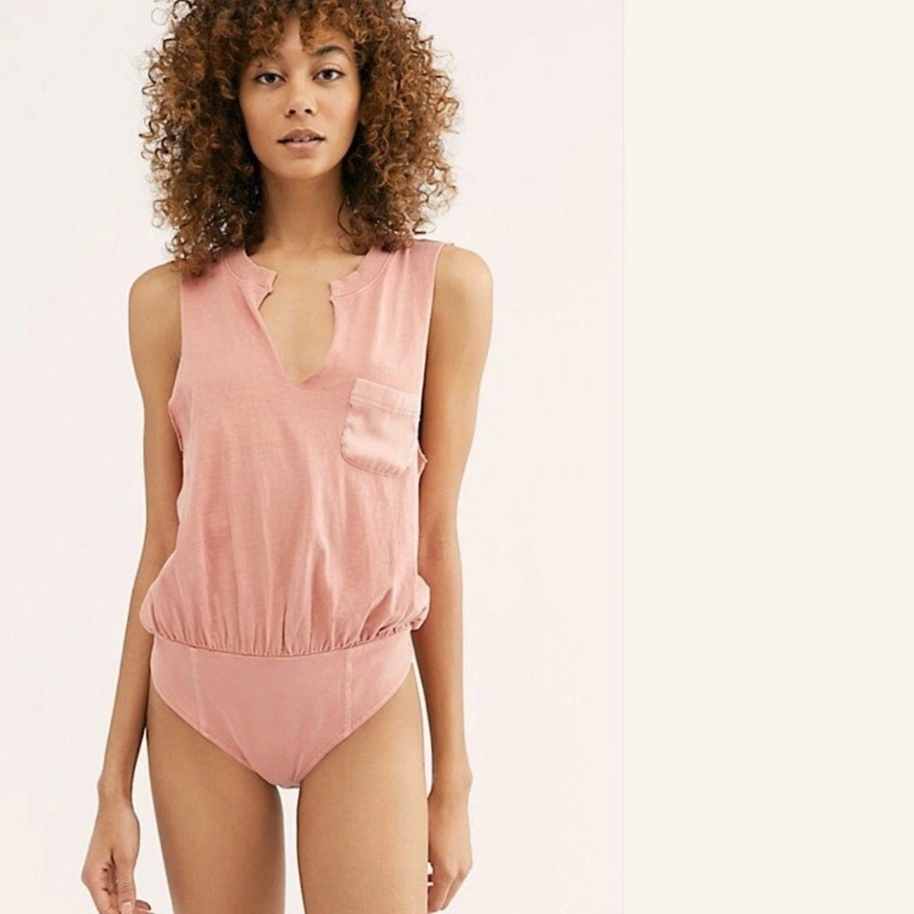 Intimately Free People In Your Pocket Bodysuit Women's Sz L Athena Peach Tank
